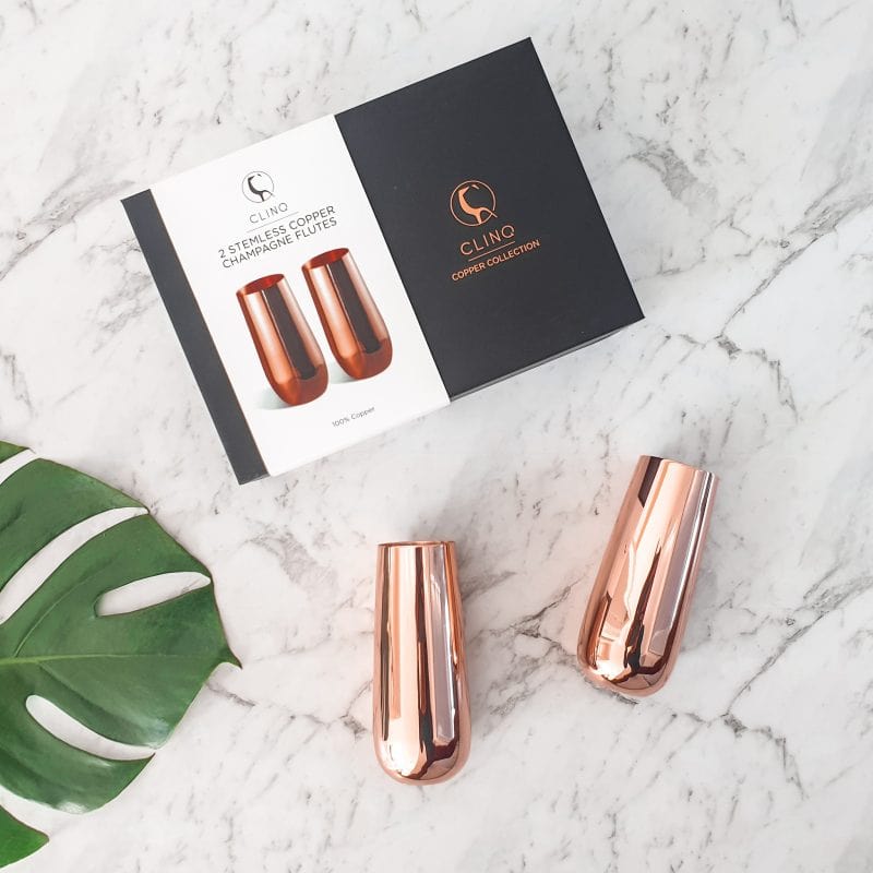 Clinq Copper Stemless Champagne Flutes